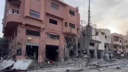 Casas destruídas por bombardeio em Gaza