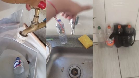 Casas não tem recebido água e moradores precisam improvisar ou comprar o produto