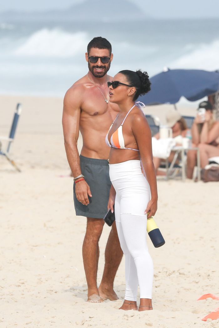 Cauã Reymond e Bella Campos em gravação para 'Vale Tudo'