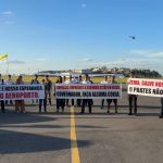 Aeroporto Carlos Prates: trabalhadores protestam contra fechamento do terminal: 'Zema, voce é nossa esperança'