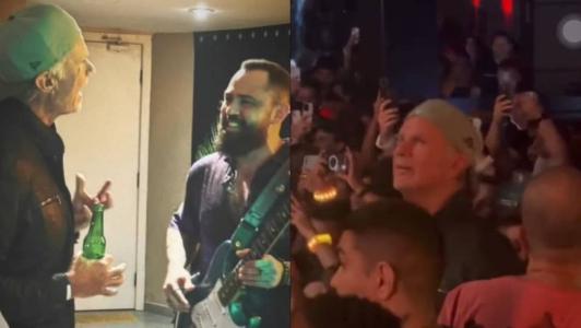 Chad Smith e Mateus no camarim do show juntos