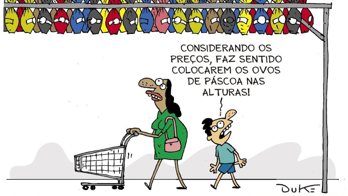 Confira a charge do Duke deste domingo (26): preços dos ovos de Páscoa nas alturas