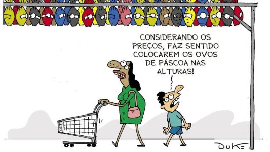 Charge do Duke deste domingo (26) aborda preços dos ovos de Páscoa