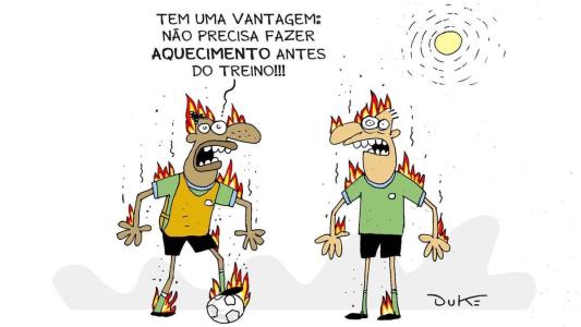 Charge do Duke ilustra efeitos do calor para clubes do futebol brasileiro