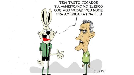Charge do Duke ilustra as contratações internacionais do América nesta janela de transferências