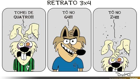 Charge do Duke ilustra goleada do Cruzeiro sobre o América pelo Brasileirão