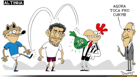 Charge do Duke ilustra "novela" entre Fred, Cruzeiro e Atlético