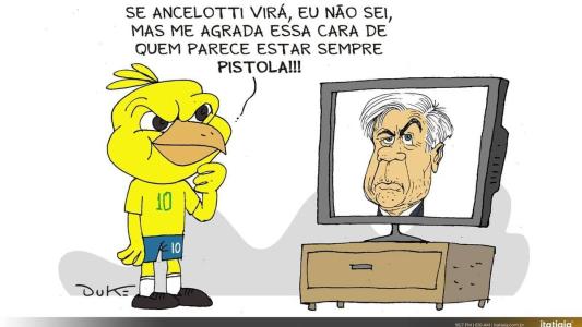 Charge do Duke sobre a espera da Seleção Brasileira por Carlo Ancelotti