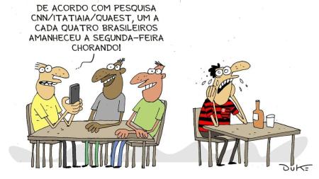 Charge do Duke sobre a nova pesquisa de torcidas no Brasil