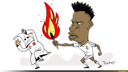 Charge do Duke sobre o novo ataque racista sofrido por Vini Júnior