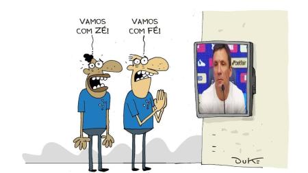 Charge do Duke sobre a chegada de Zé Ricardo ao Cruzeiro