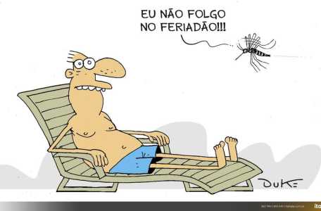 Charge repercute feriado do dia do trabalhador e a presneça do mosquito da dengue em MG