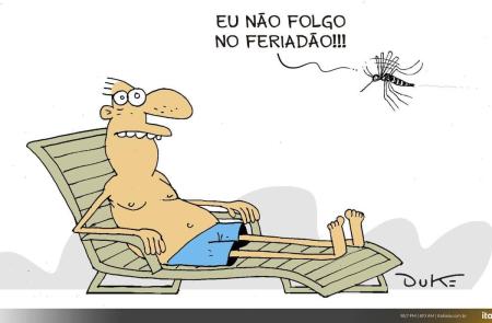 Charge repercute feriado do dia do trabalhador e a presneça do mosquito da dengue em MG