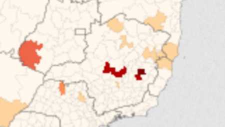 Foto mostra incidência de casos de Chikungunya no mapa de Minas Gerais