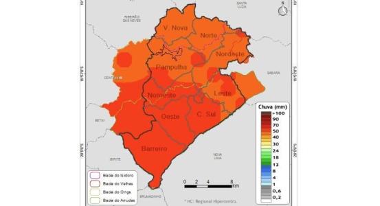 BH pode ter 60 mm de chuva nas próximas horas