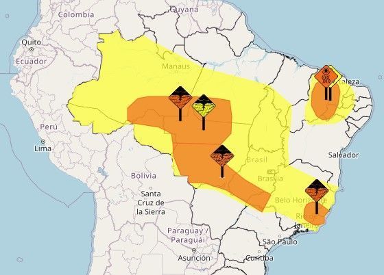 Tempestade, granizo e chuva de 100 mm: 16 estados e o DF estão em alerta