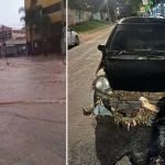 Vídeo: chuva 'transforma' ruas do Barreiro, em BH, em rios e leva para-choque de carro