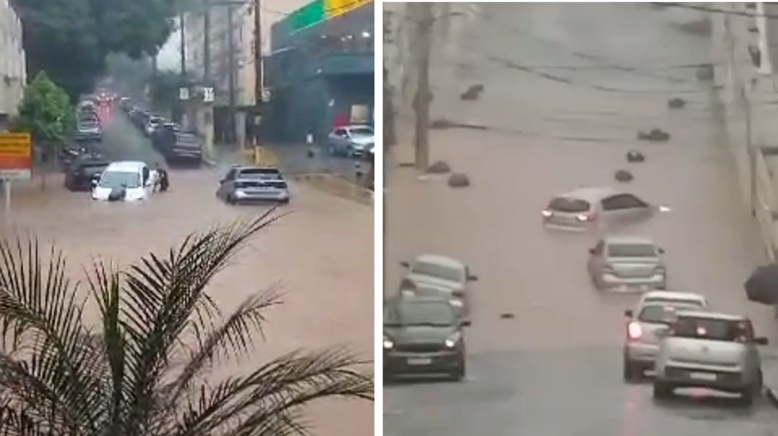 Vídeo: chuva em BH fecha vias, inunda ruas, causa enxurradas e deixa carros 'boiando'