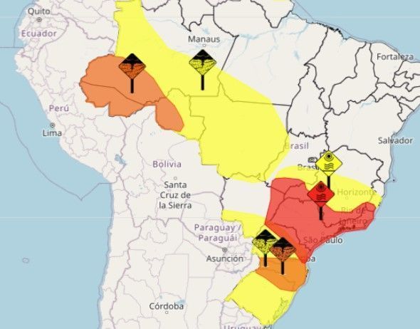 Brasil tem combo de alertas de onda de calor, tempestade, granizo e chuva intensa