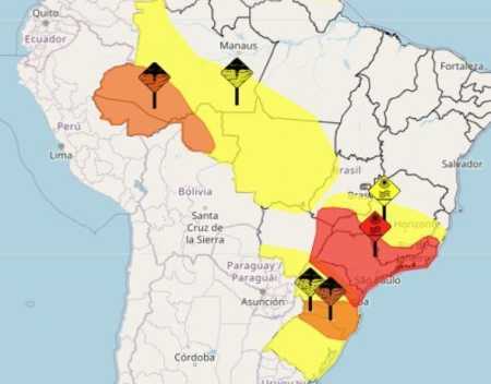 Mapa mostra onde pode ter chuva e calorão no Brasil