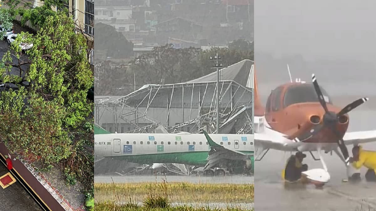Vídeo: chuva forte em BH derruba árvores, alaga ruas e destrói hangar na Pampulha