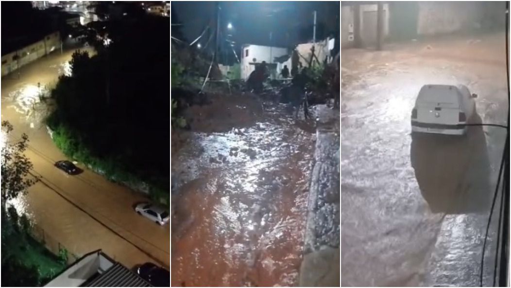 Vídeo: chuva transforma ruas de Juiz Fora-MG em 'rios' e deixa várias pessoas ilhadas