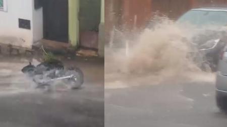 Foto mostra força da água durante chuva em Juiz de Fora (MG)