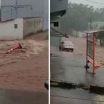 Vídeo: avenida de cidade da Grande BH 'vira rio' com chuva forte