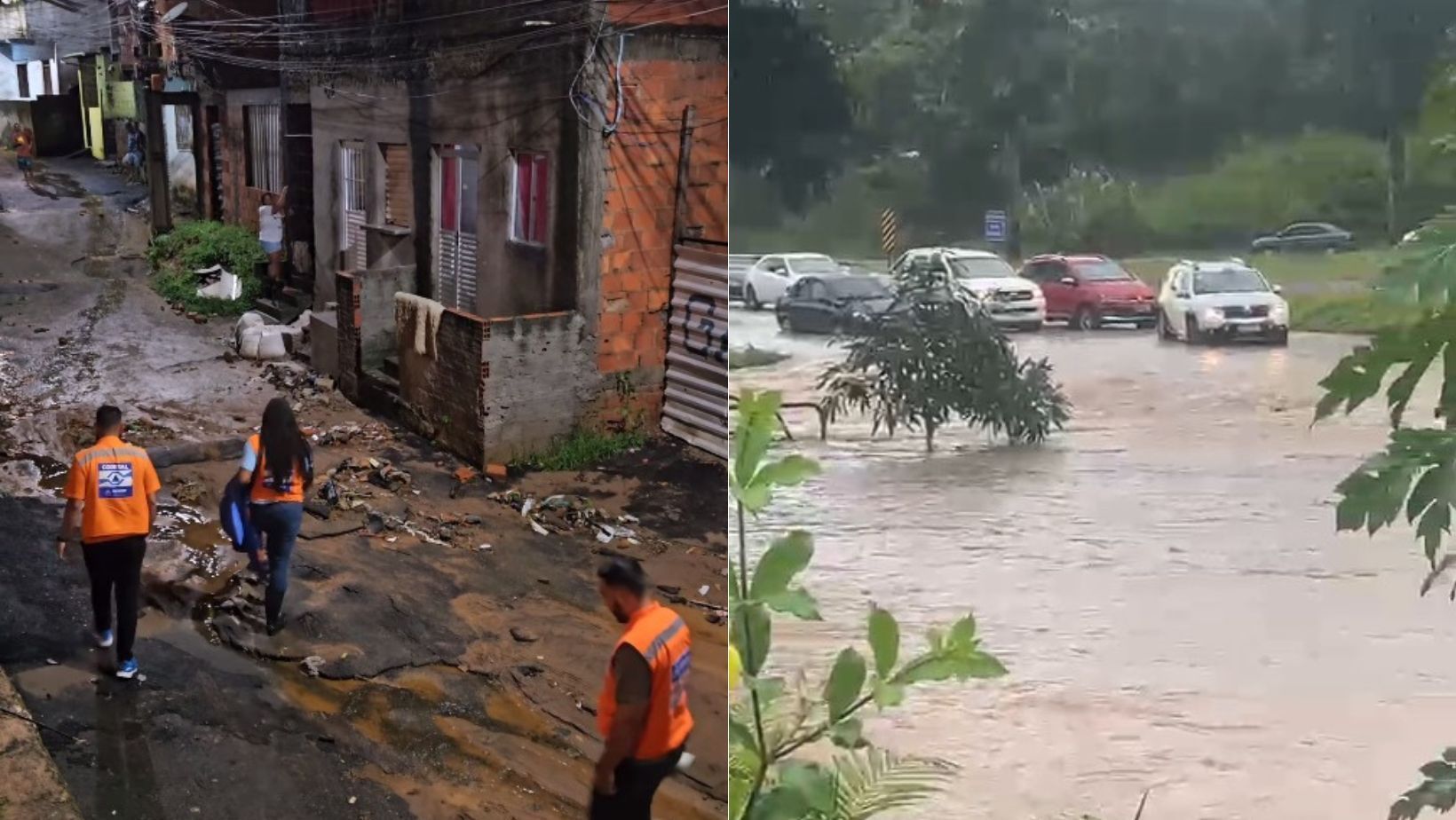 Chuva forte causa alagamentos, queda de estrutura de prédio, e Salvador entra em alerta
