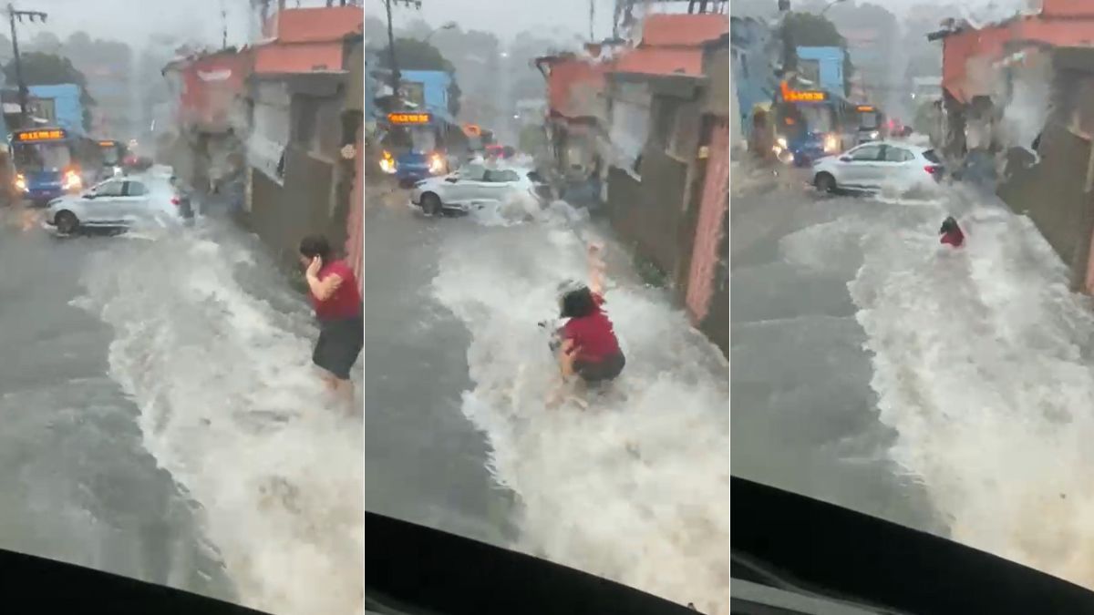 Chuva em BH: vídeo mostra mulher sendo arrastada pela enxurrada no Alto Vera Cruz