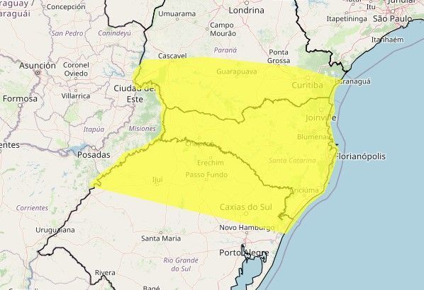 Tempestade e granizo ameaçam 760 cidades do RS, SC e PR; veja quais