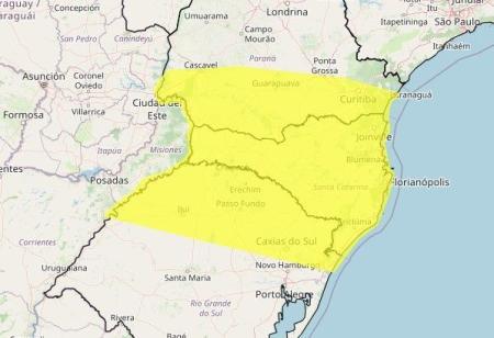 Mapa mostra regiões que podem ter tempestade nas próximas horas