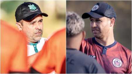 Cícero Júnior (à esquerda) e Felipe Conceição (à direita), técnicos de Uberlândia e Itabirito, respectivamente