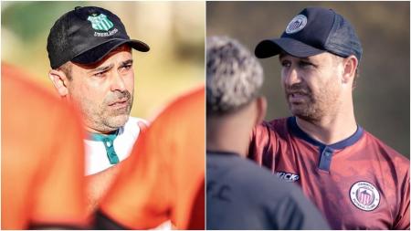 Cícero Júnior (à esquerda) e Felipe Conceição (à direita), técnicos de Uberlândia e Itabirito, respectivamente