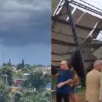 Vídeo: ciclone subtropical atinge RS com ventos de até 100 km/h e arranca cobertura de quadra