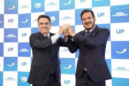 Os presidentes do Progressistas, senador Ciro Nogueira (esq.), e do União Brasil, Antonio Rueda