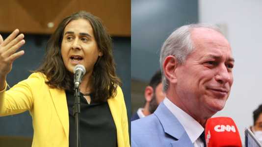 Duda Salabert (PDT), deputada federal por Minas Gerais, e o ex-governador do Ceará, Ciro Gomes.