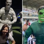Torcedora do Atlético 'tieta' estátua de Hulk em Portugal e sonha com encontro