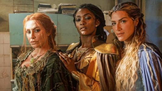 Cleo, Erika Januza e Giovanna Ewbank em 'A Magia de Aruna'