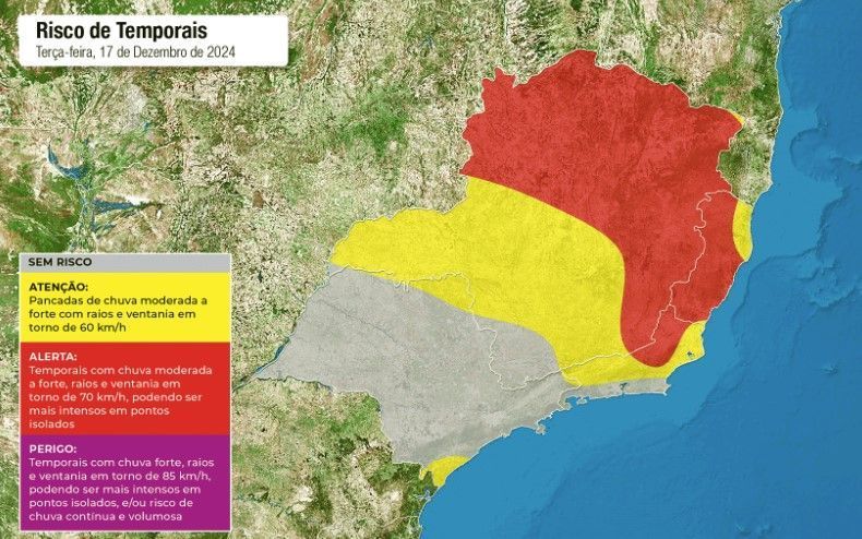 Centro de monitoramento de desastres aponta risco de alagamentos em Minas; veja onde