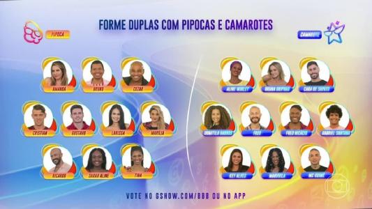 Com exceção de Paula e Gabriel, os demais participantes devem ser separados em duplas