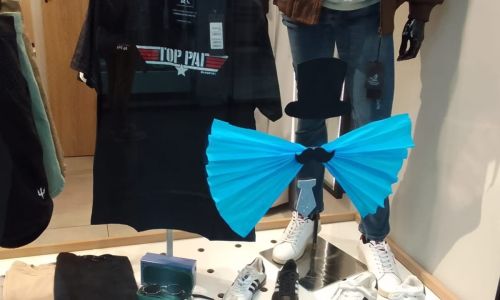 Vitrine enfeitada para o Dia dos Pais