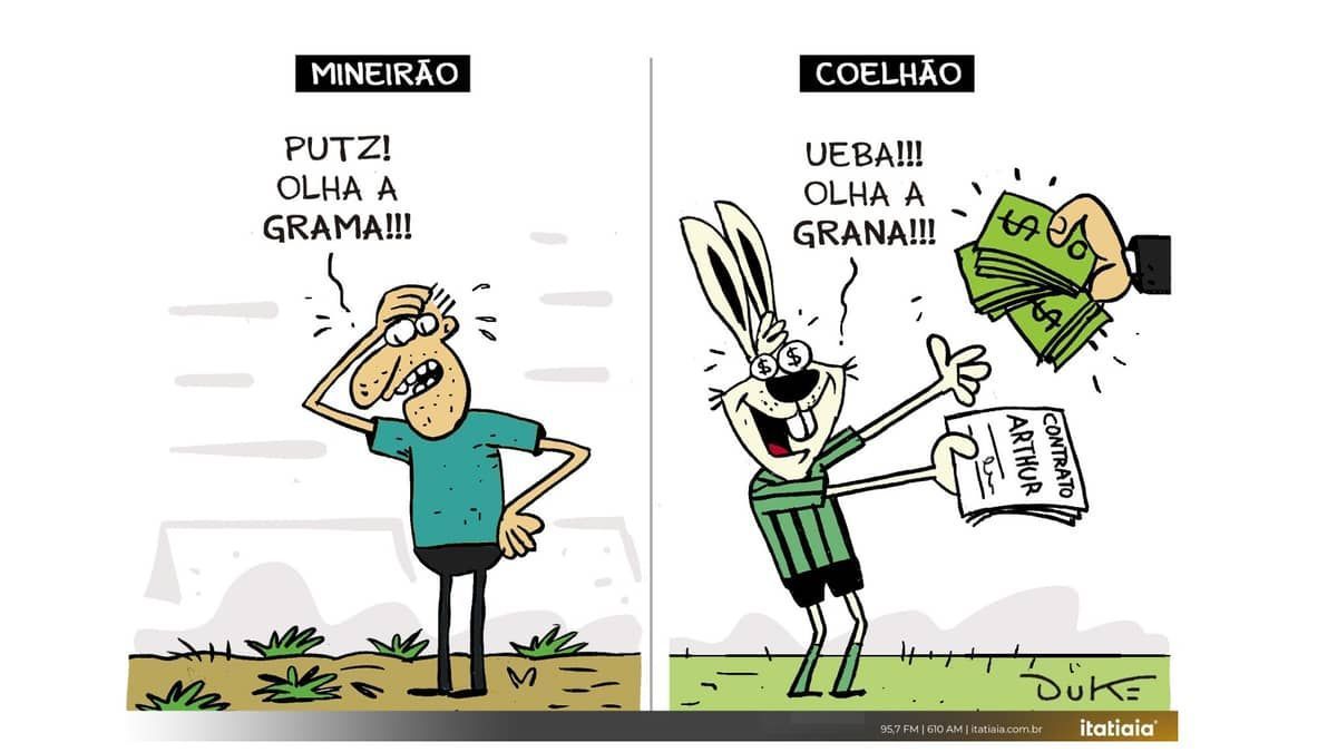 Charge do Duke: O gramado do Mineirão e a venda de Arthur pelo América