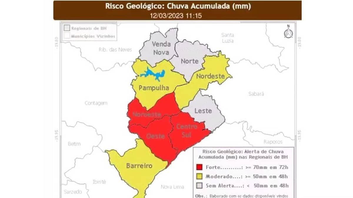 Risco geológico: três regiões de BH estão sob alerta de vermelho para deslizamentos de terra 
