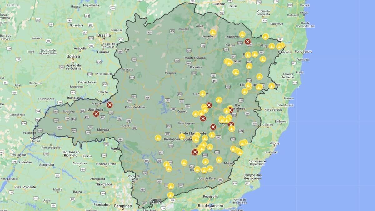 Estradas que cortam Minas tem mais de 50 pontos de interdição;  veja quais 
