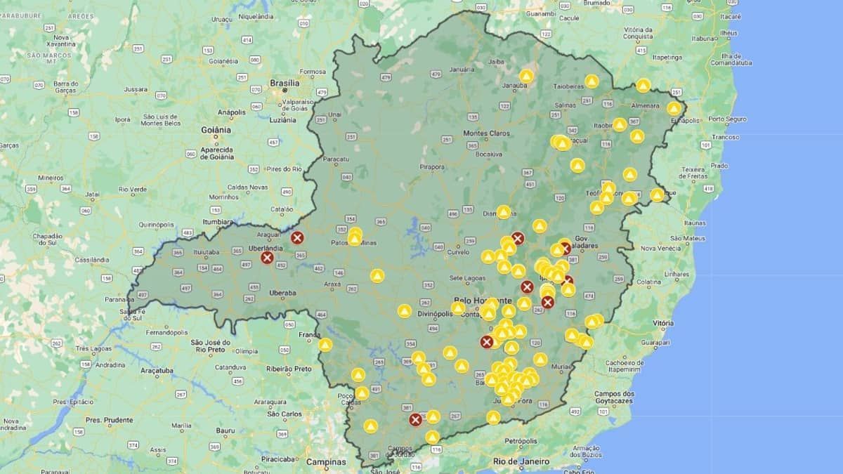 Mais de 135 estradas de Minas estão interditadas; confira os pontos