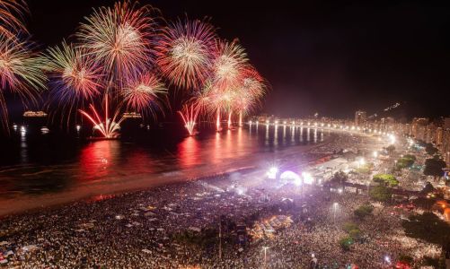 A praia de Copacabana é o tradicional palco dos eventos de virada de ano no Rio de Janeiro