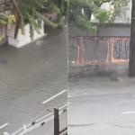 Corpo fica submerso em rua alagada de Recife e testemunhas dizem que vítima morreu de choque elétrico