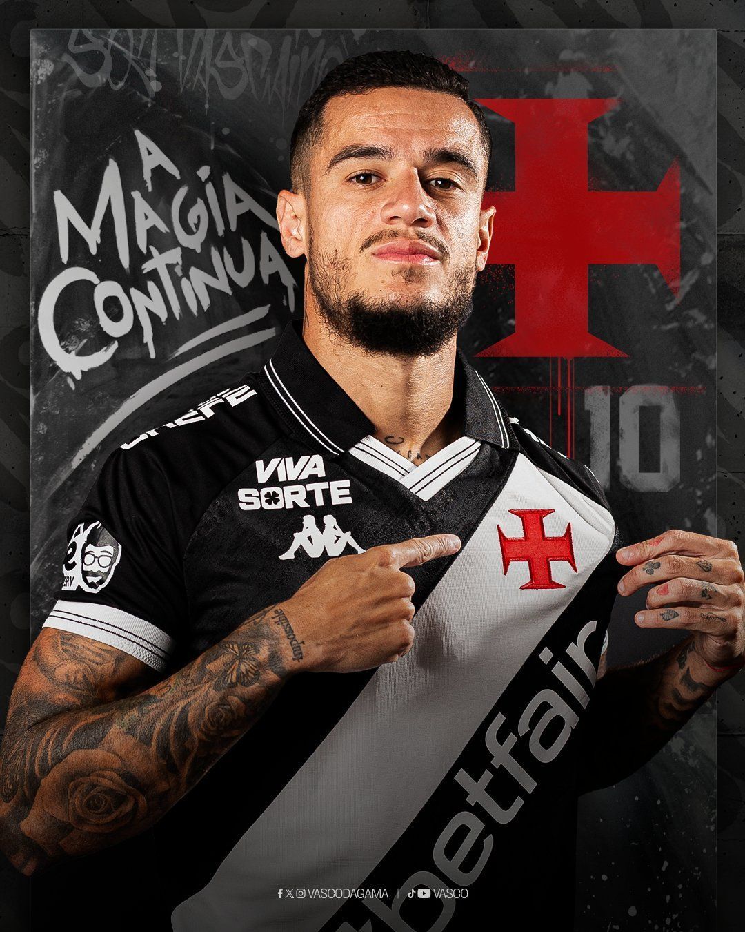 Vasco acerta em definitivo com Philippe Coutinho, que assume a camisa 10