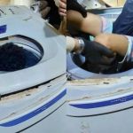 Bombeiros resgatam criança que ficou presa em máquina de lavar